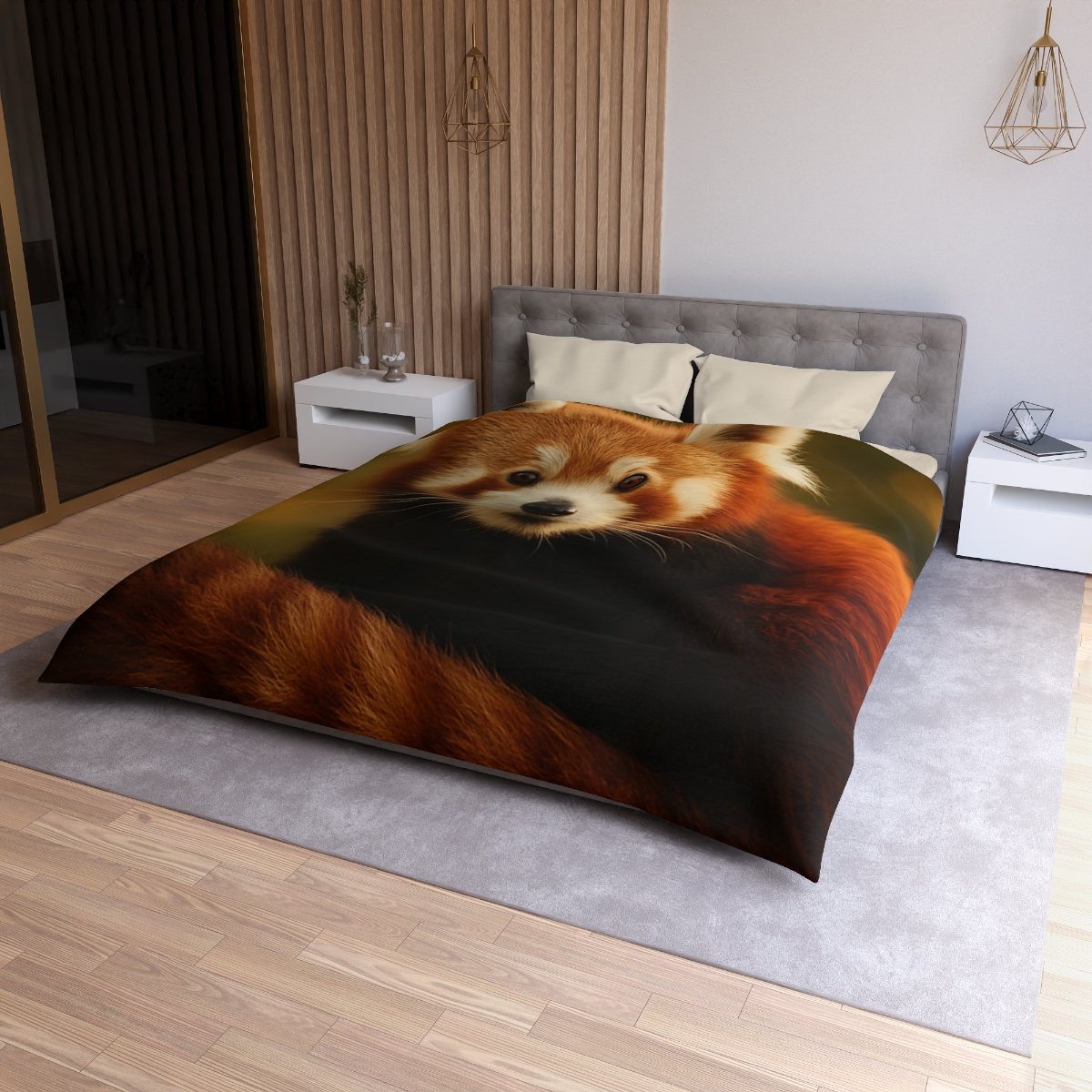 Crimson Whisper Red Panda personalized bedding duvets