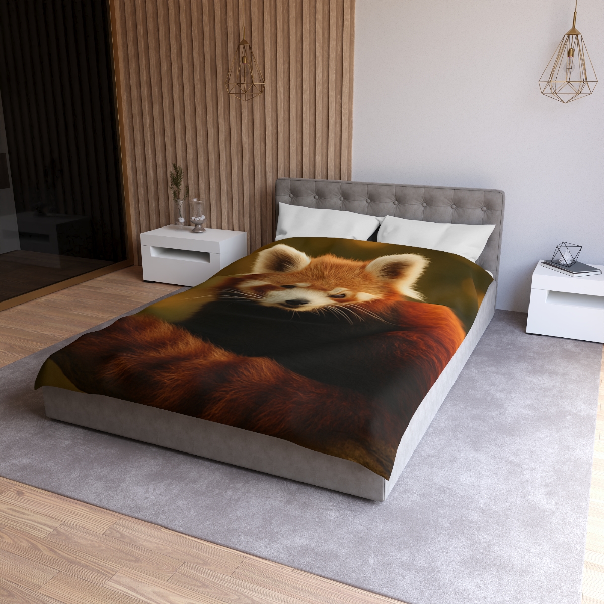 Crimson Whisper Red Panda personalized bedding duvets