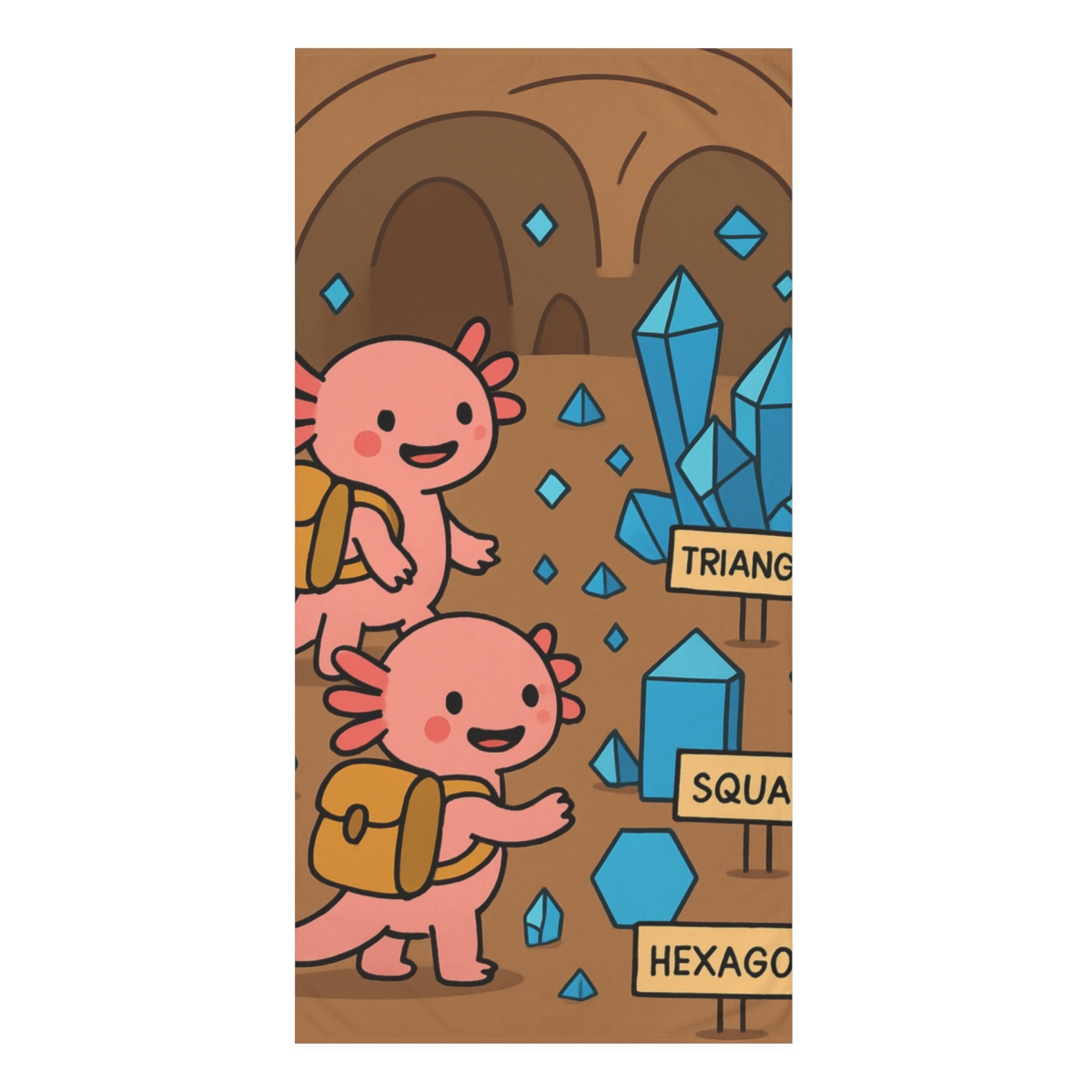 Crystal Cave Axolotl Explorers soft cotton towels