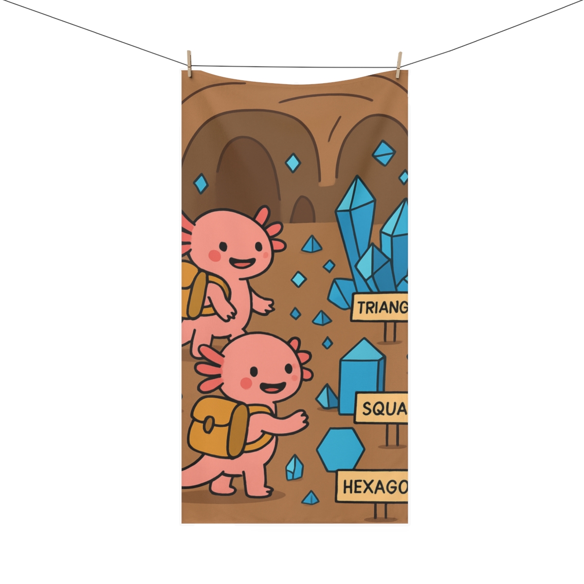 Crystal Cave Axolotl Explorers soft cotton towels