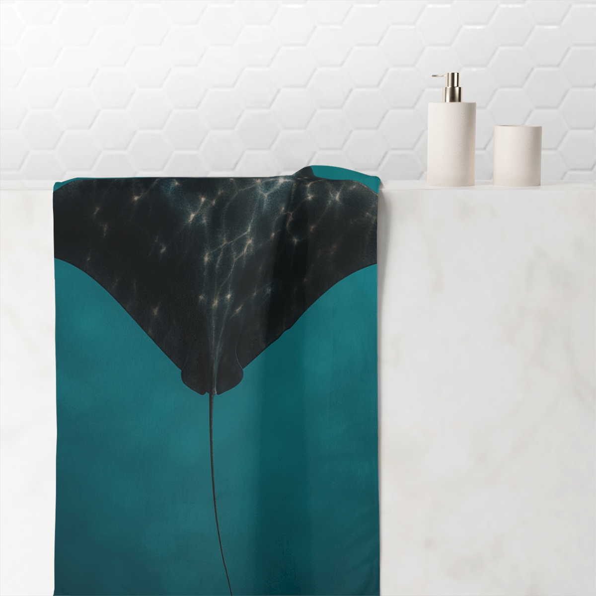 Crystal Current Manta Ray designer printed towels
