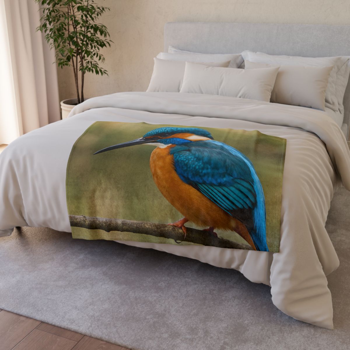 Crystal Dive Common Kingfisher personalized cozy blankets