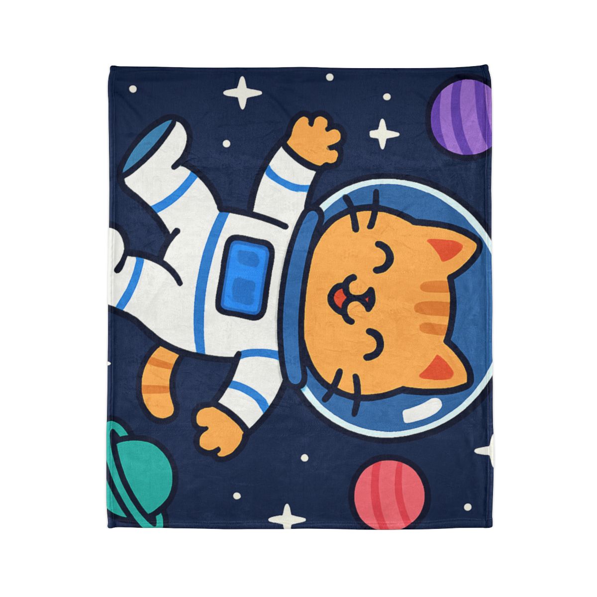 Curious Space Explorer Cat personalized cozy blankets