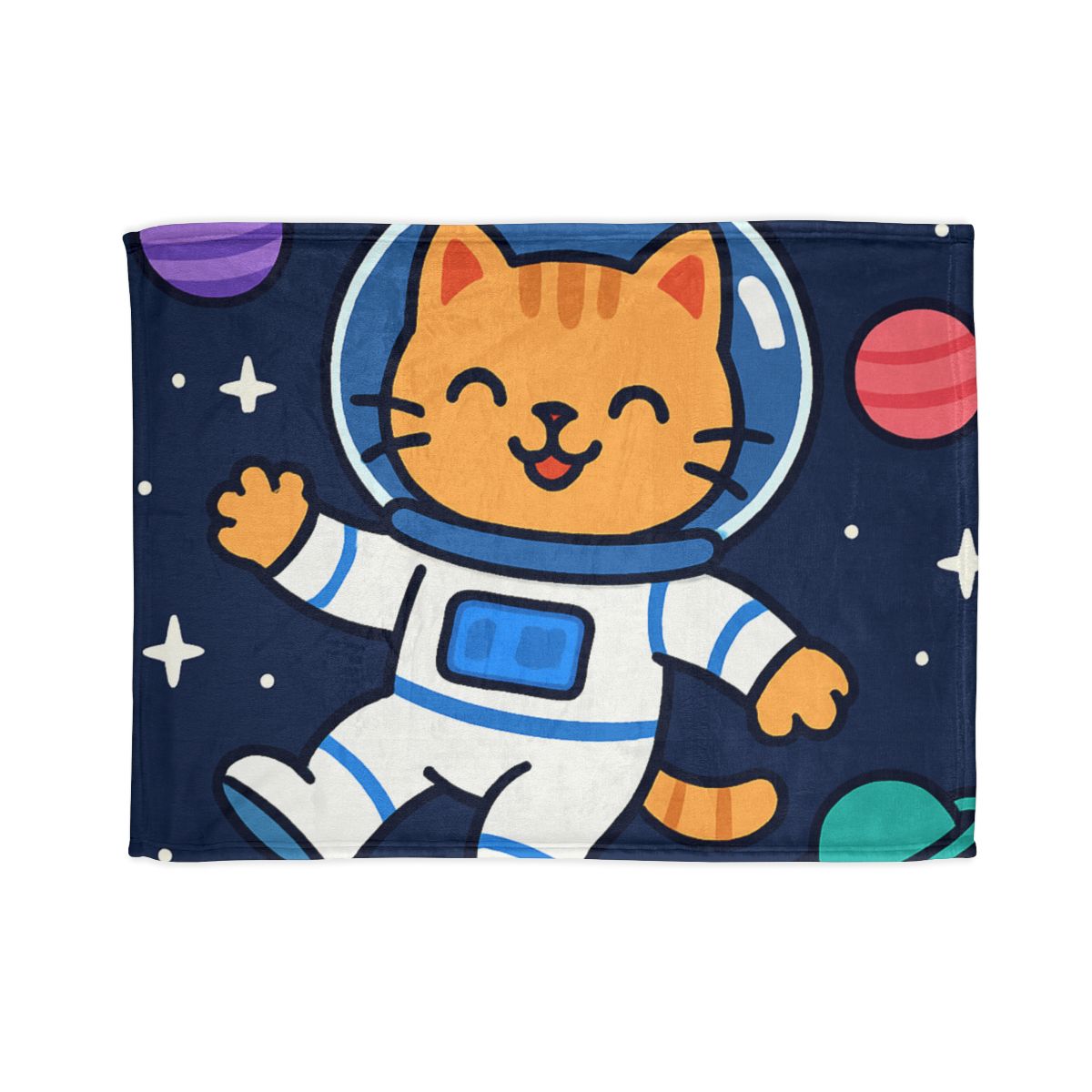 Curious Space Explorer Cat personalized cozy blankets