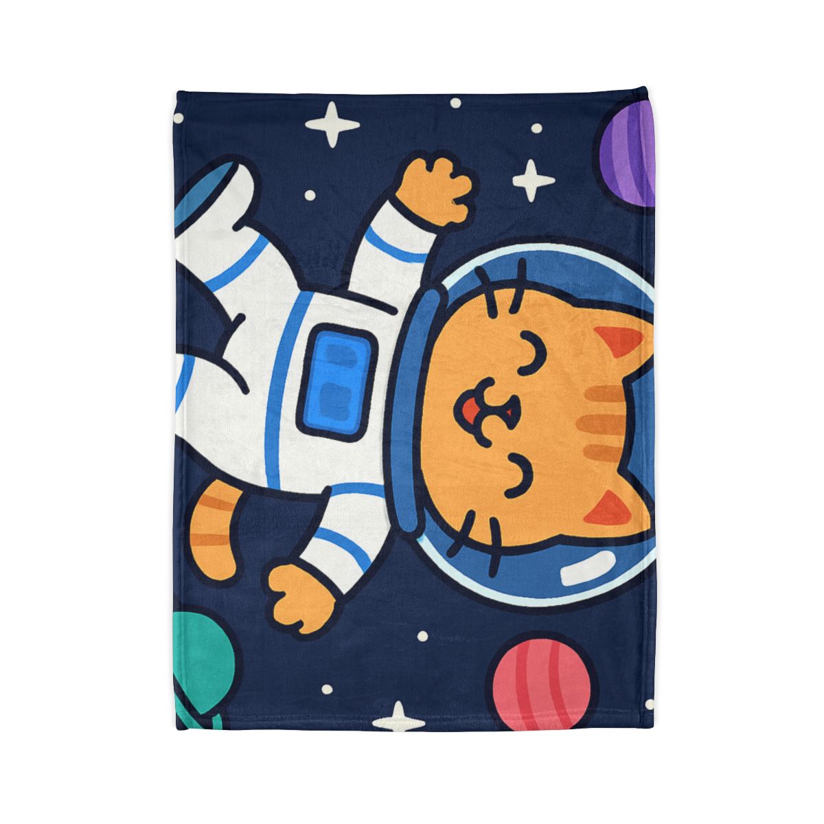 Curious Space Explorer Cat personalized cozy blankets