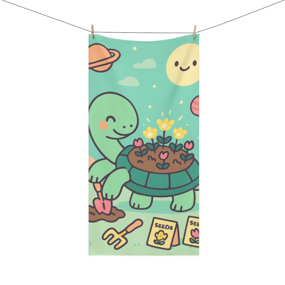 Galaxy Garden Turtle trendy hand towels