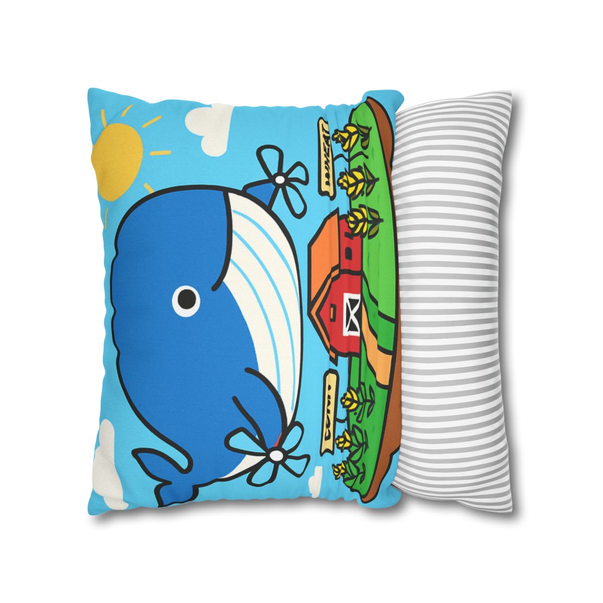 Windmill Whale Above The Floating Farm trendy patterned pillow cases