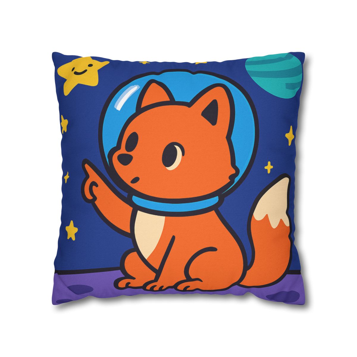 Stargazing Space Fox designer print pillow cases