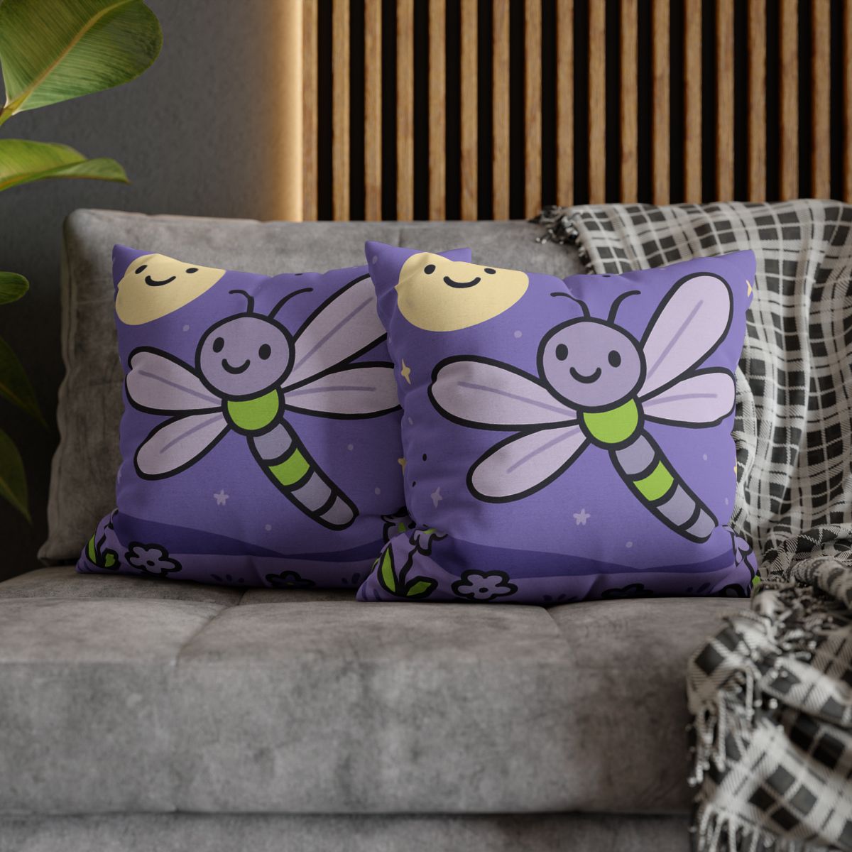 Moonlight Meadow Dragonfly personalized pillow covers