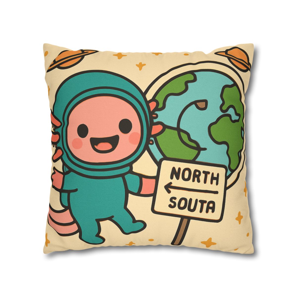 Luna The Axolotl Astronaut And The Bubble Planet Map custom pillow cases