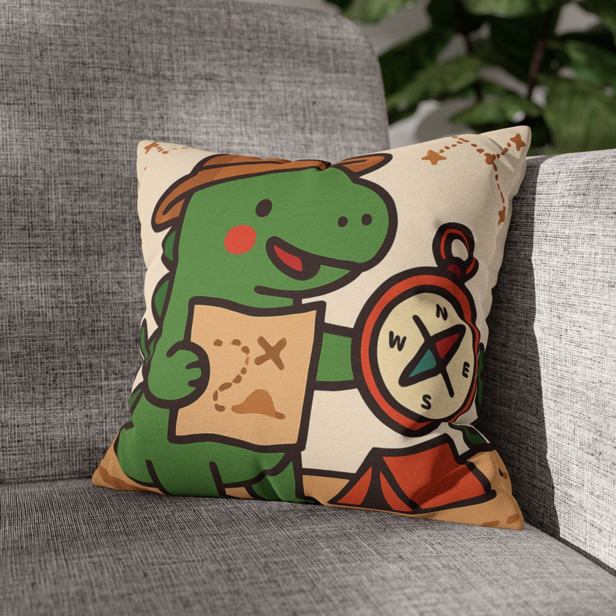 Desert Dino Map Quest With Compass And Constellations soft cotton pillow cases