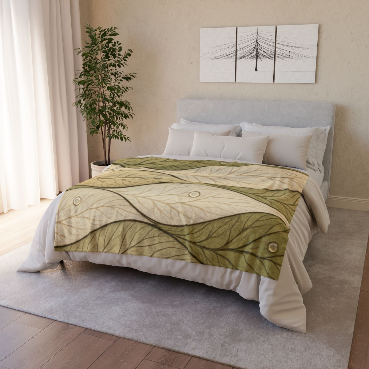Leaf Vein Topography Waves trendy patterned blankets