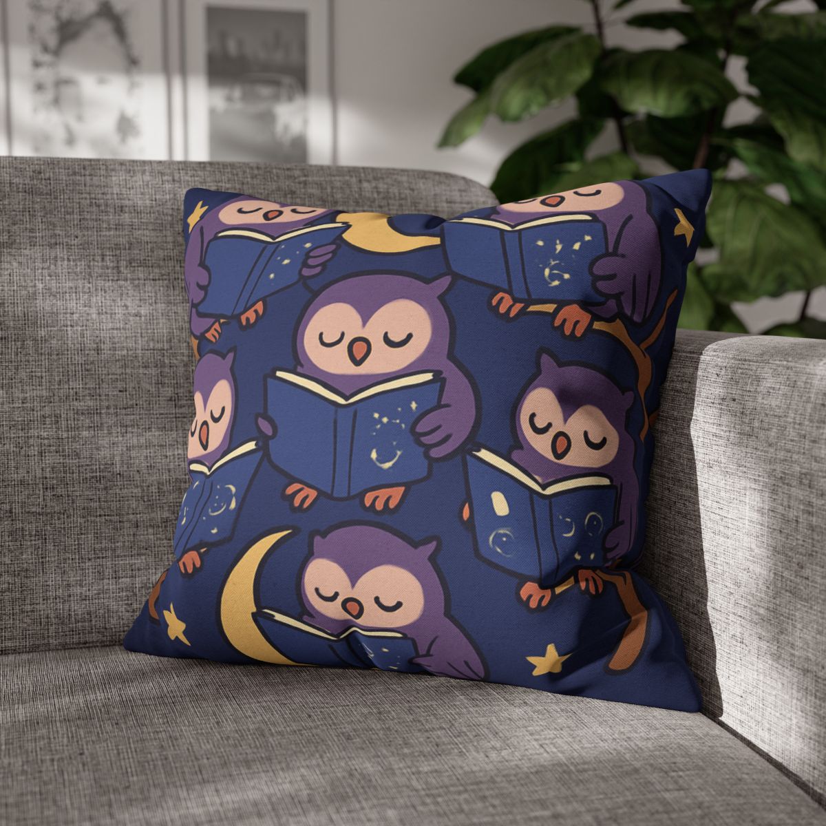 Moonlight Library Of Wise Owls comfortable bedding pillow covers