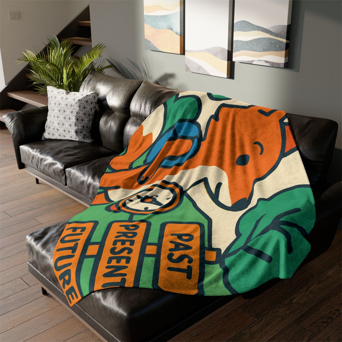 Time Traveling Forest Fox decorative home blankets