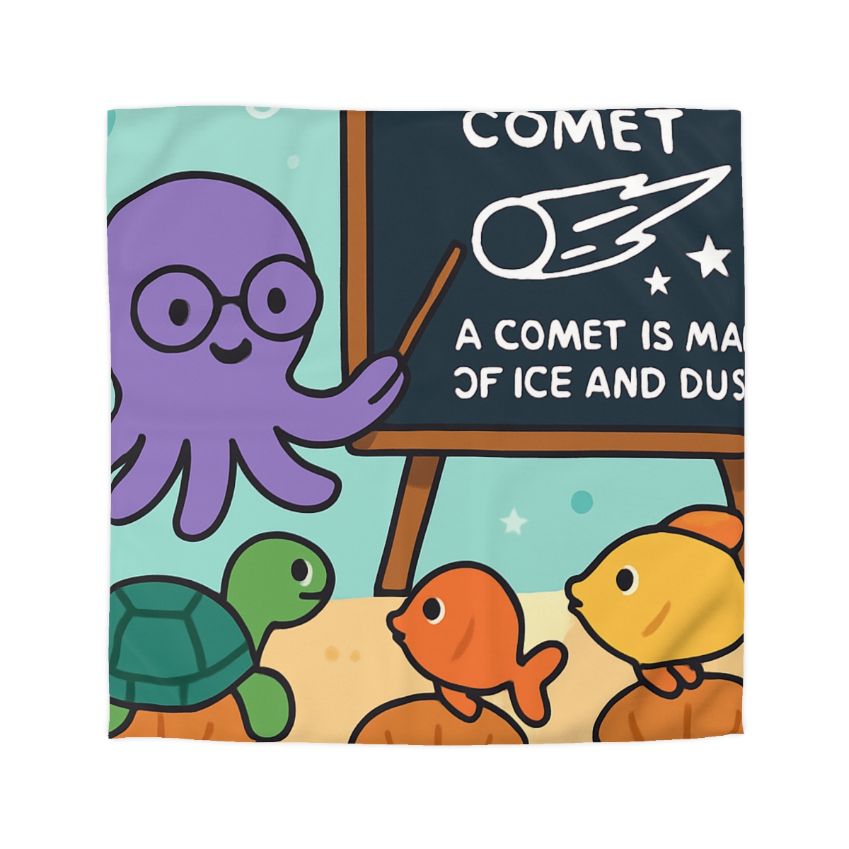 Comet Classroom With Professor Octopus soft comforter duvets