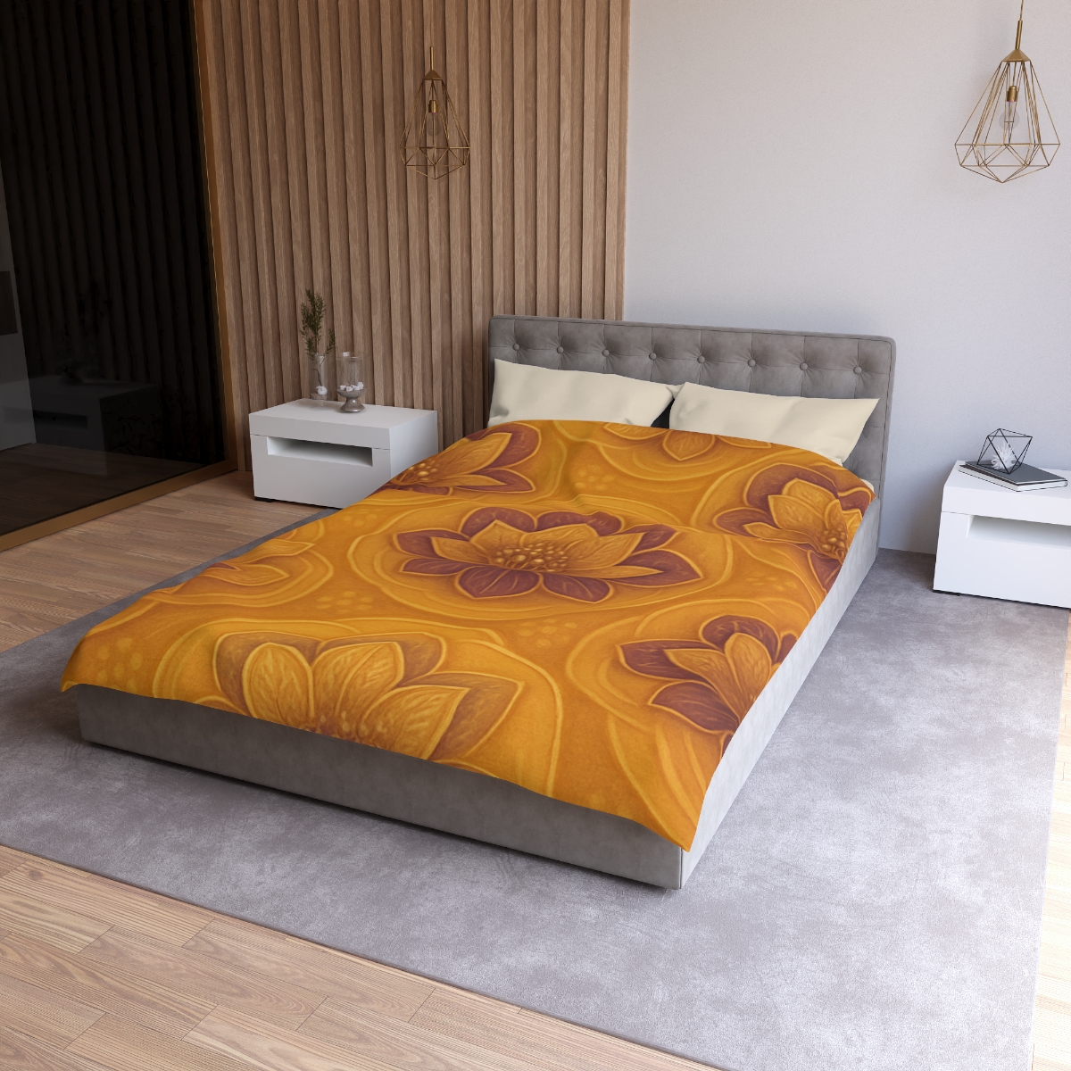 Auric Blossom Halo designer printed duvets