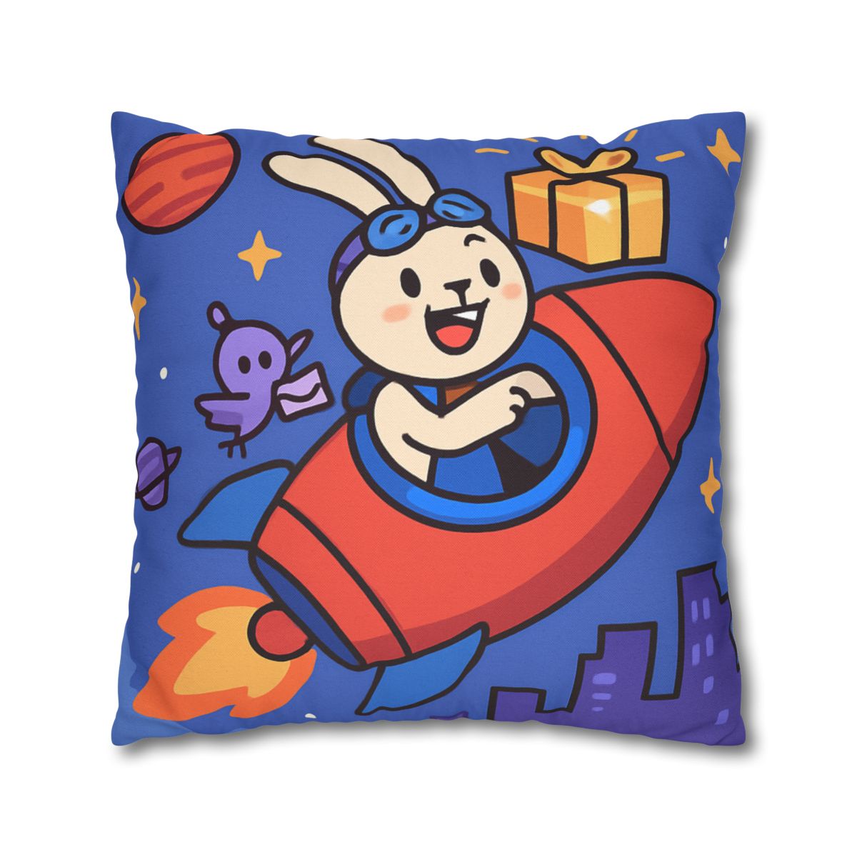 Rocket Rabbit Space Delivery soft cotton pillow cases