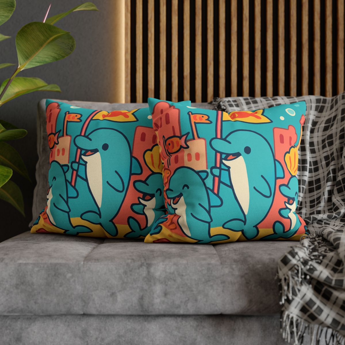 Coral City Dolphin Parade unique gift pillow cases