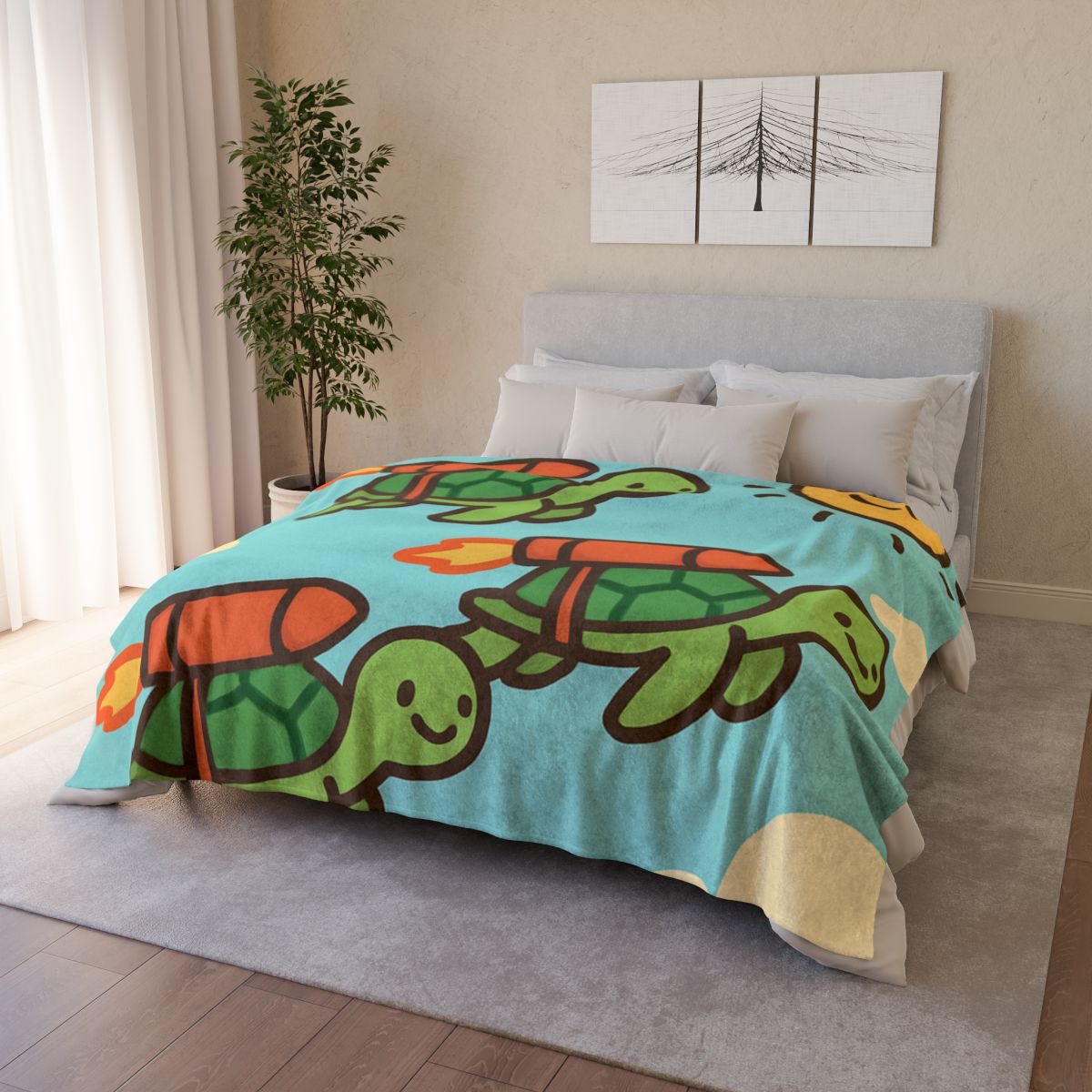 Rocket Powered Turtles personalized cozy blankets