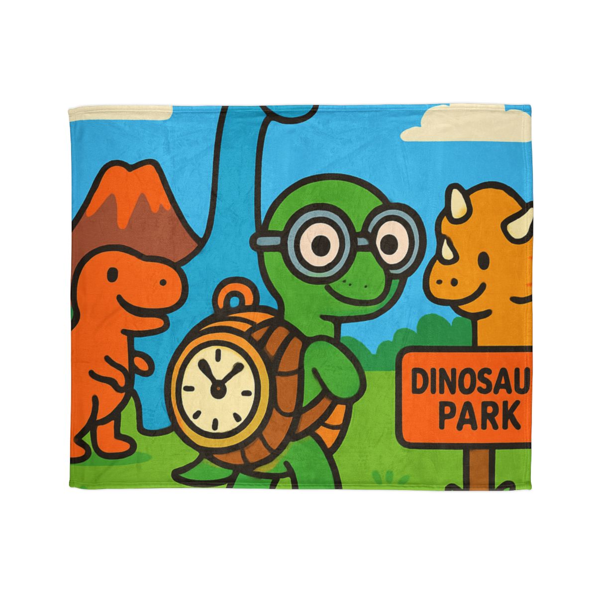 Time Traveling Turtle At The Dino Park designer printed blankets