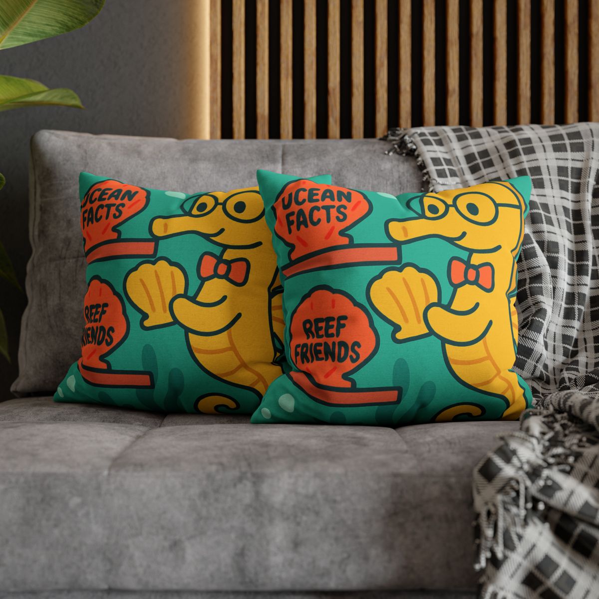 Underwater Library Of The Seahorse Librarian stylish decorative pillowcases