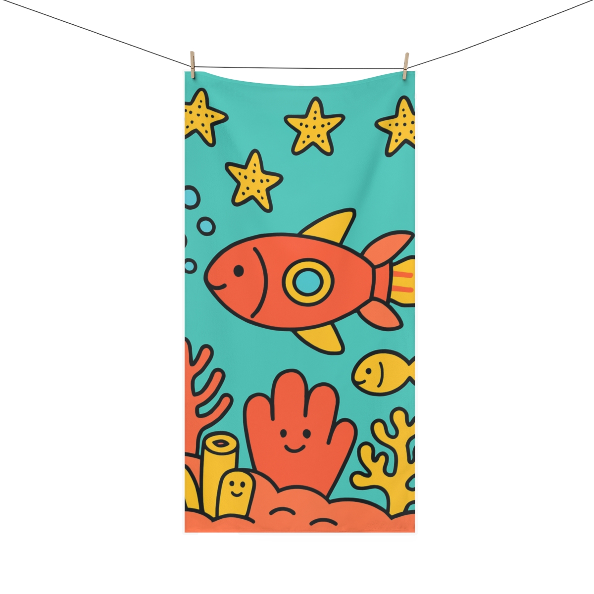 Coral Rocket Reef soft cotton towels