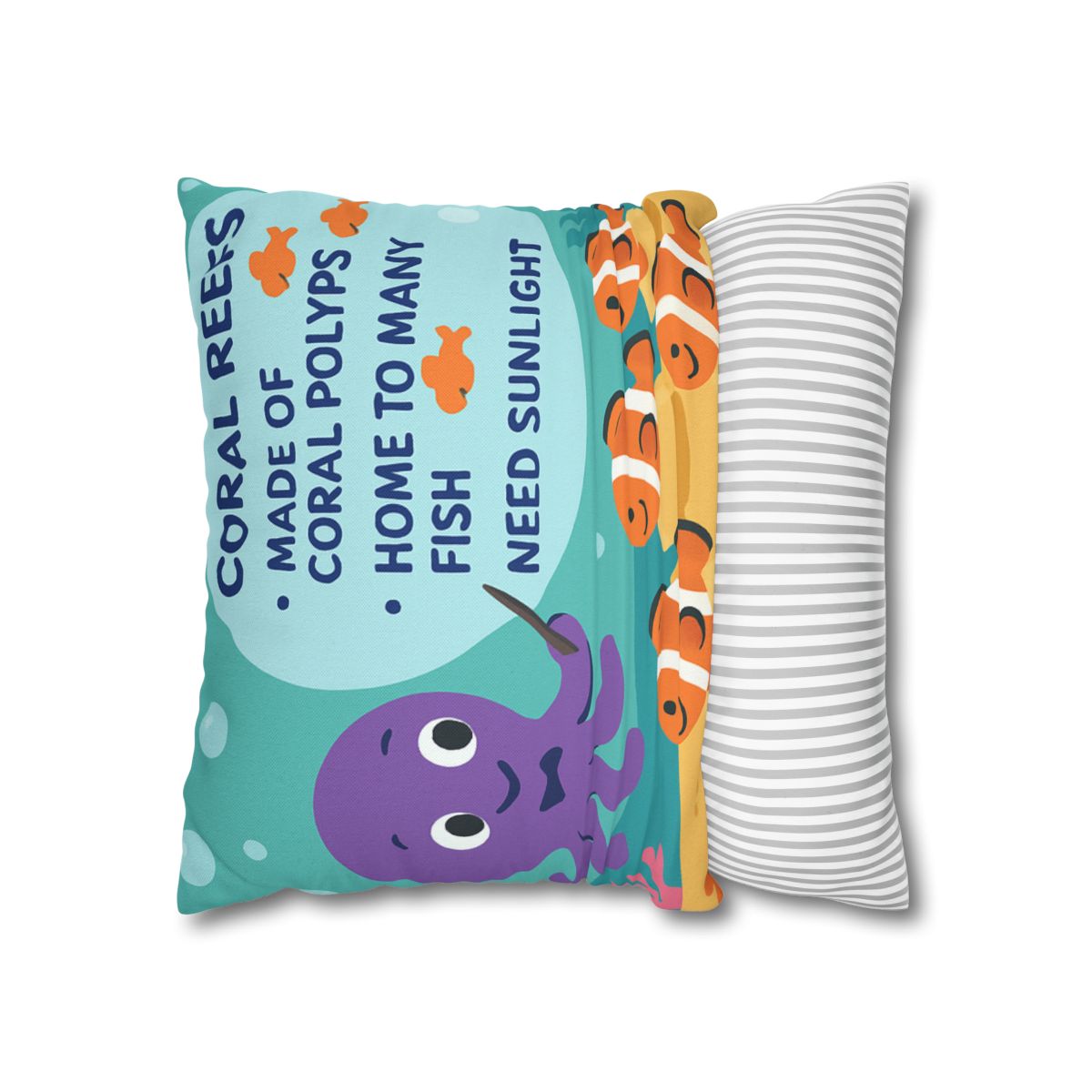 Coral Classroom With Professor Octopus stylish decorative pillowcases