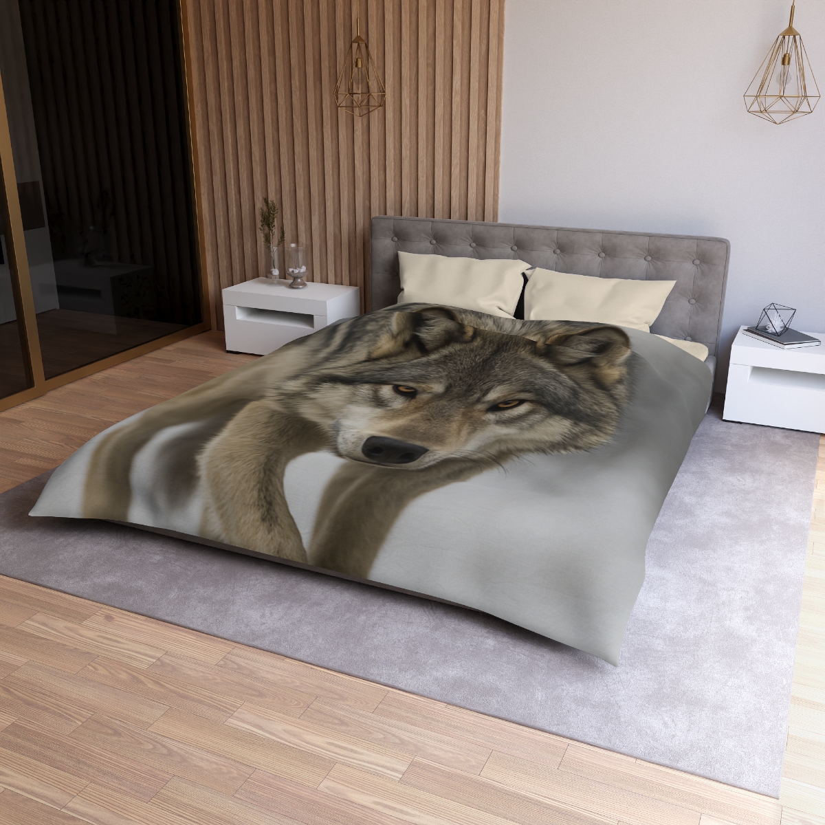 Silver Hush Gray Wolf unique patterned duvets