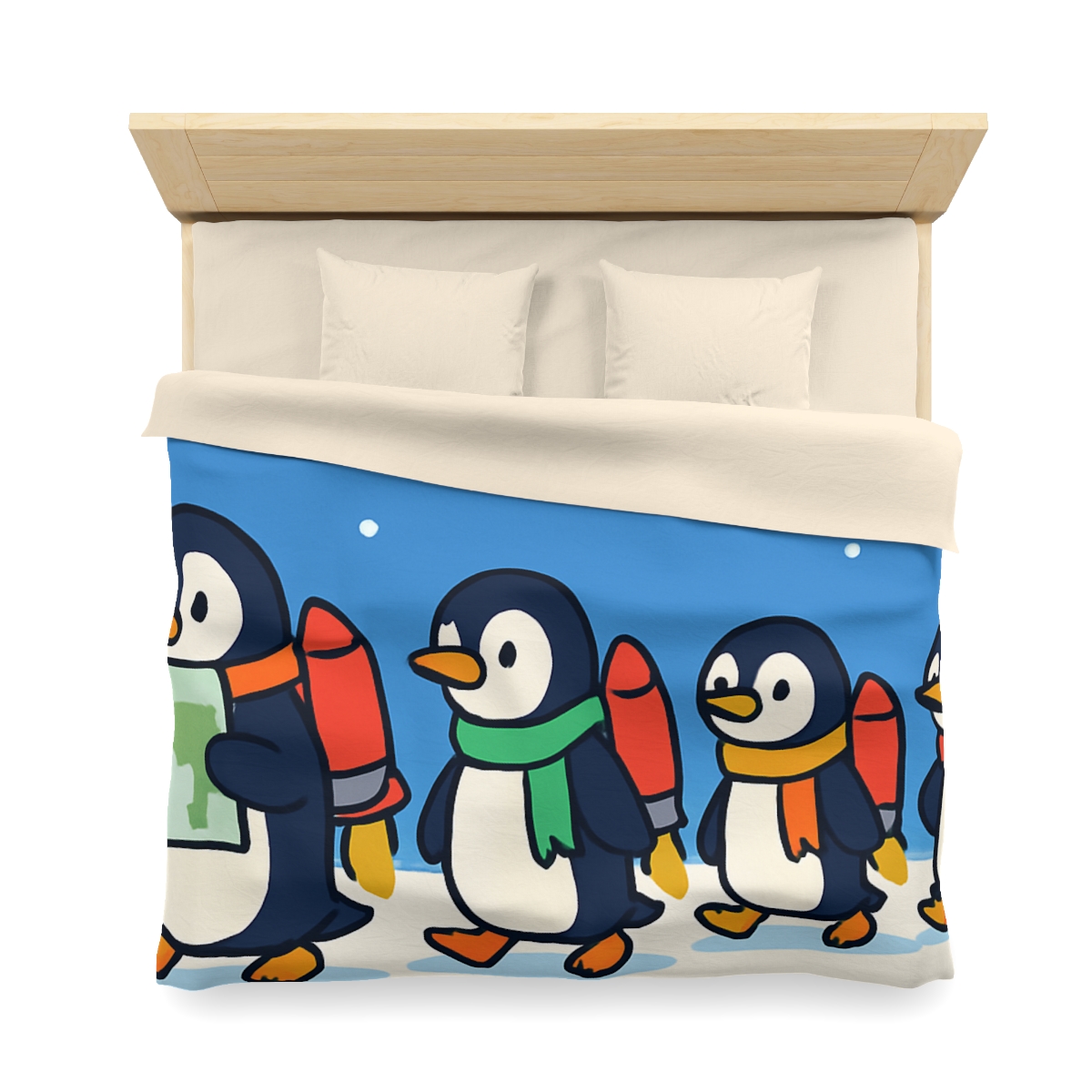 Rocket Penguin Parade trendy bedroom duvets