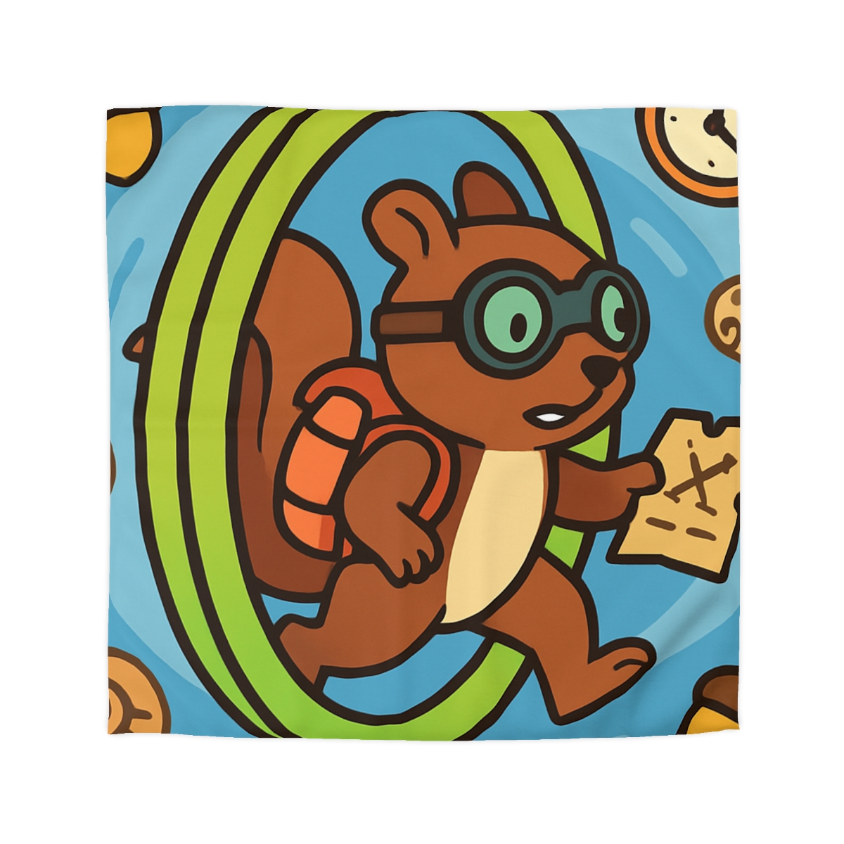 Time-Traveling Squirrel Explorer designer printed duvets