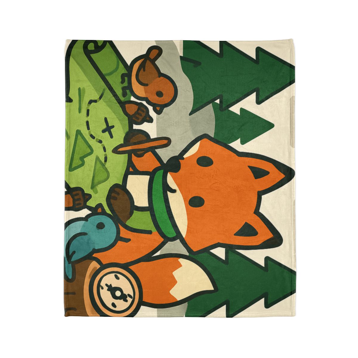 The Map Making Fox In Misty Pines personalized cozy blankets