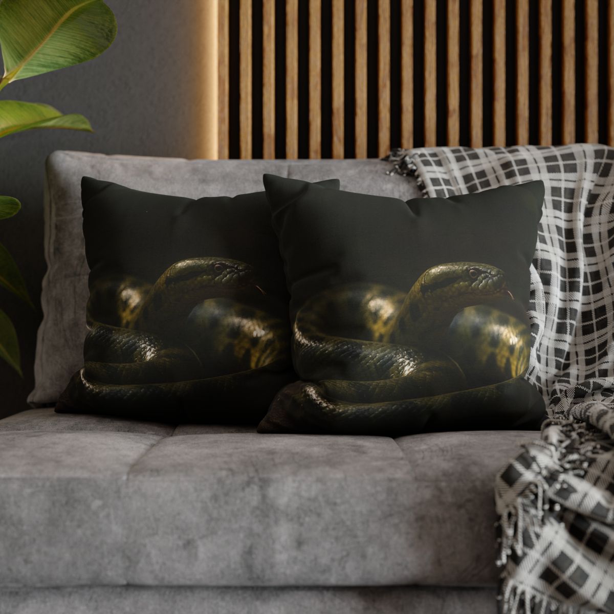 Shadow Ribbon Green Anaconda custom pillow cases