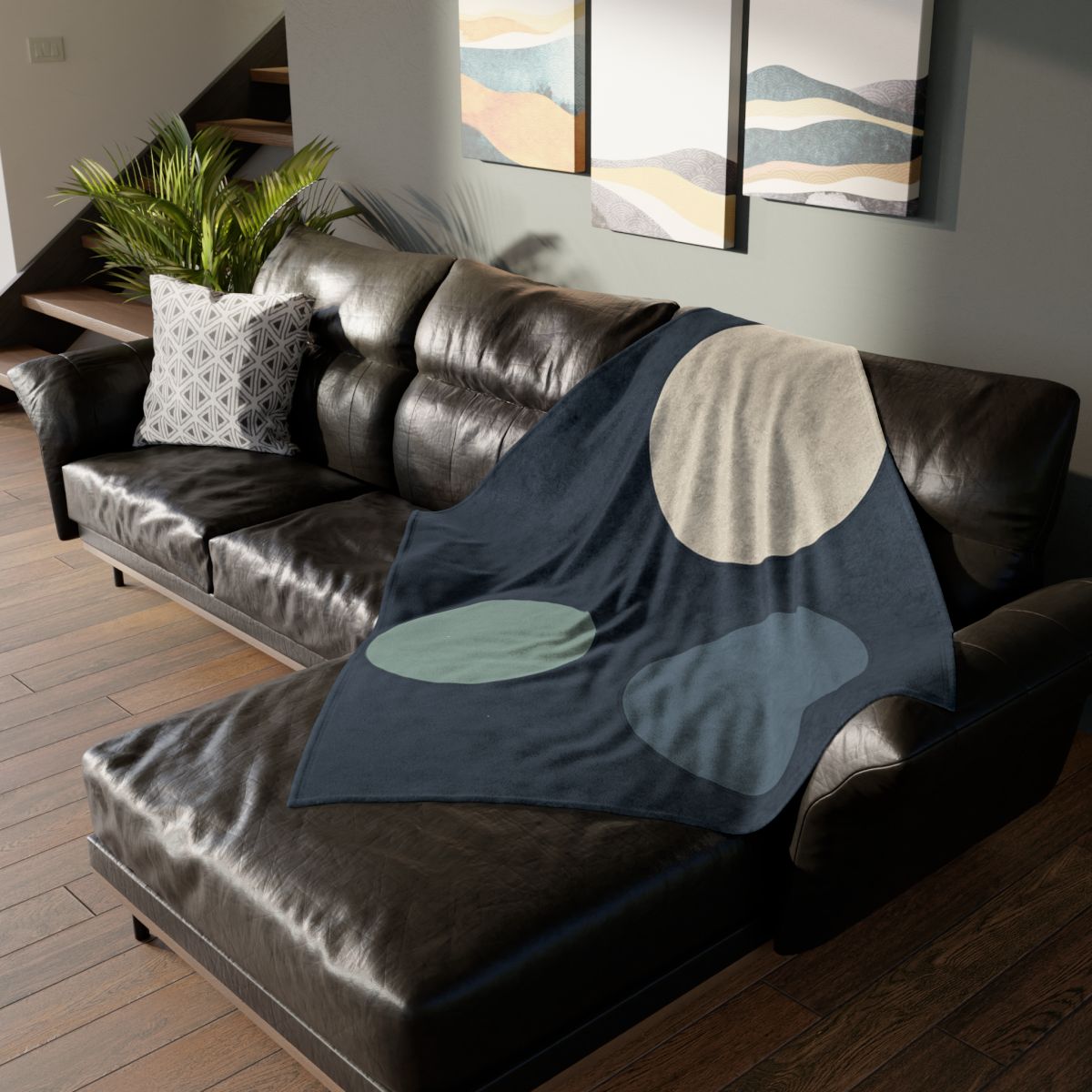 Staggered Circle Trio designer printed blankets