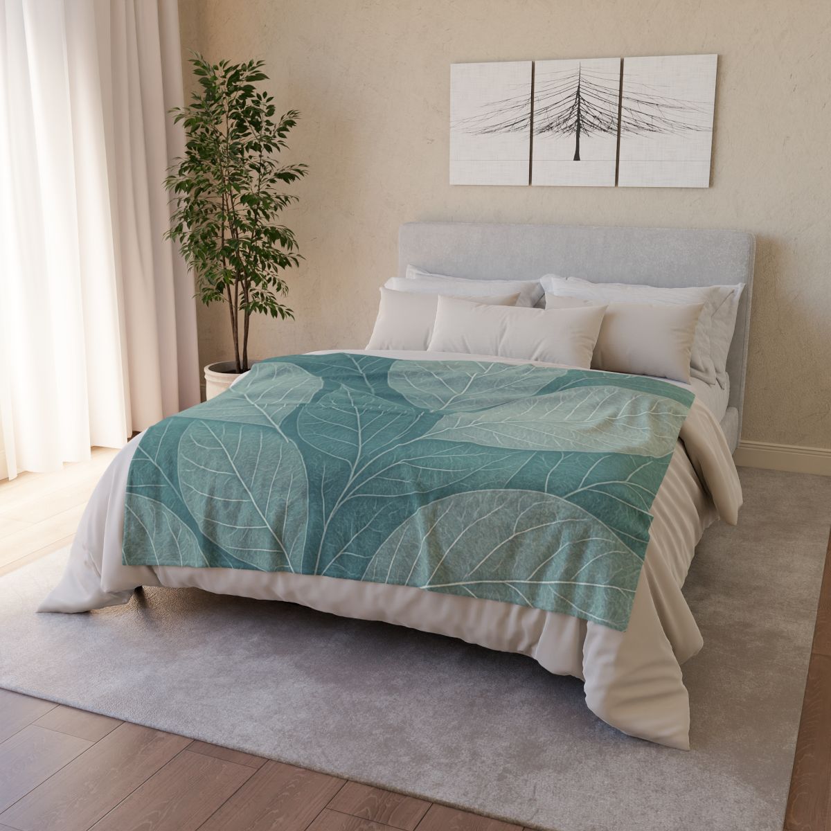 Fractal Leaf Web personalized cozy blankets