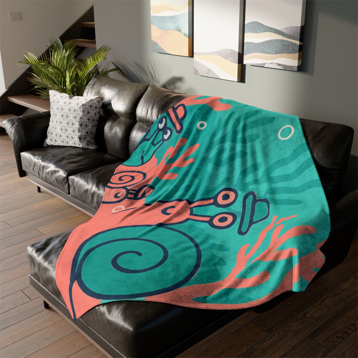 Coral City Snail Parade designer printed blankets