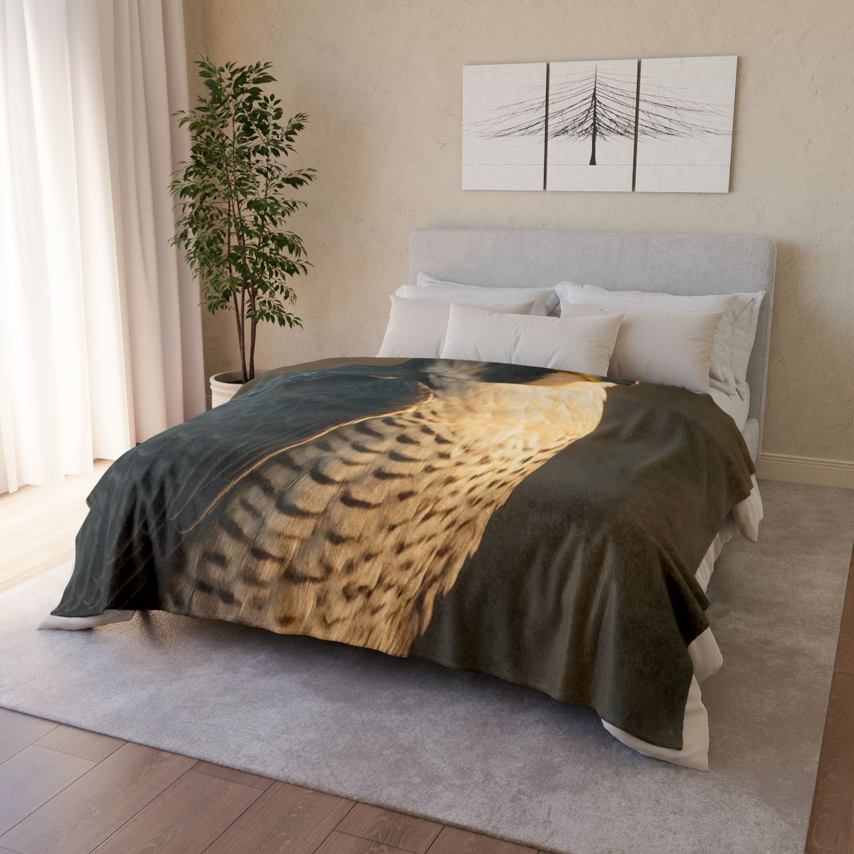 Starlit Poise Peregrine Falcon designer printed blankets