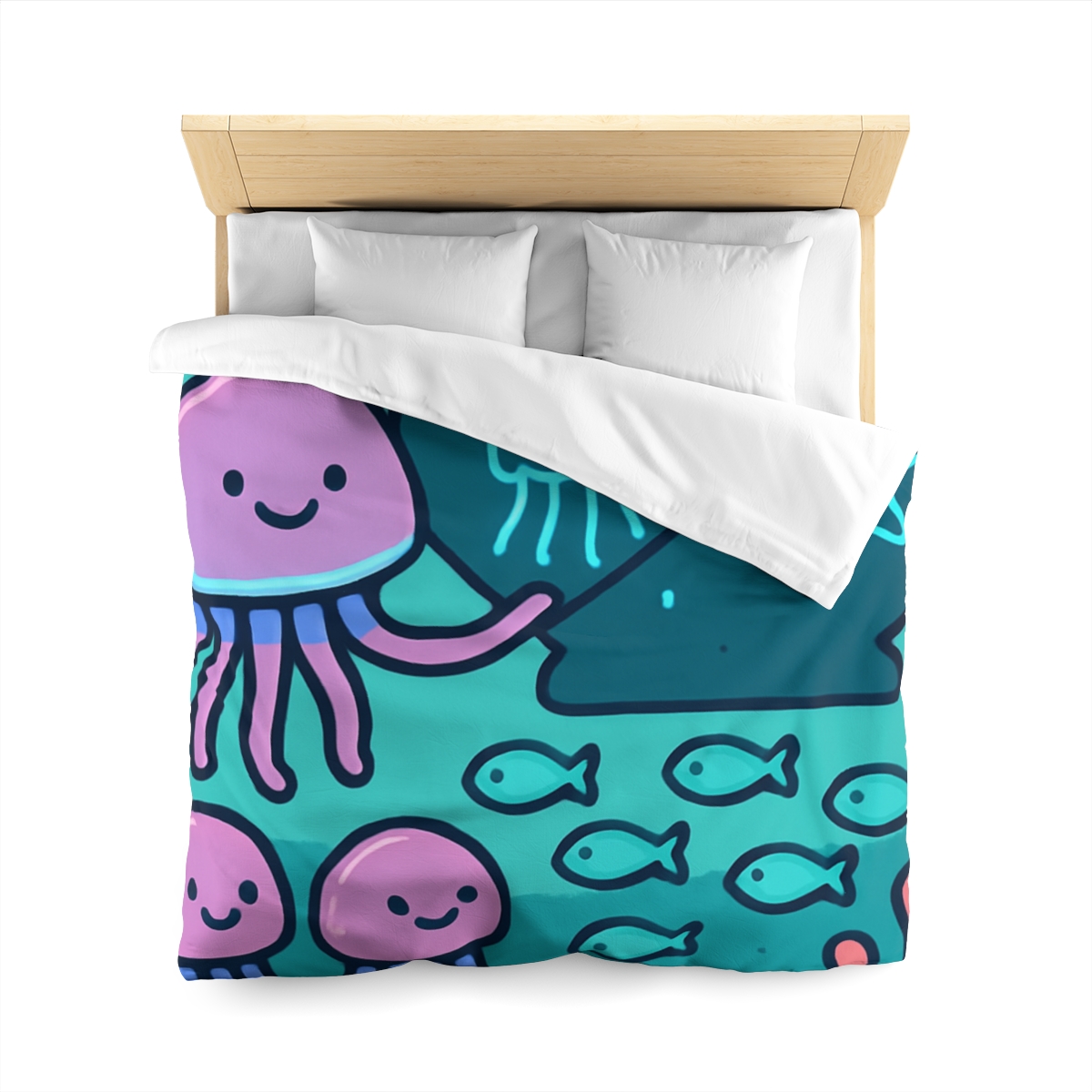 Bioluminescent Reef School With Glow Jellyfish personalized bedding duvets