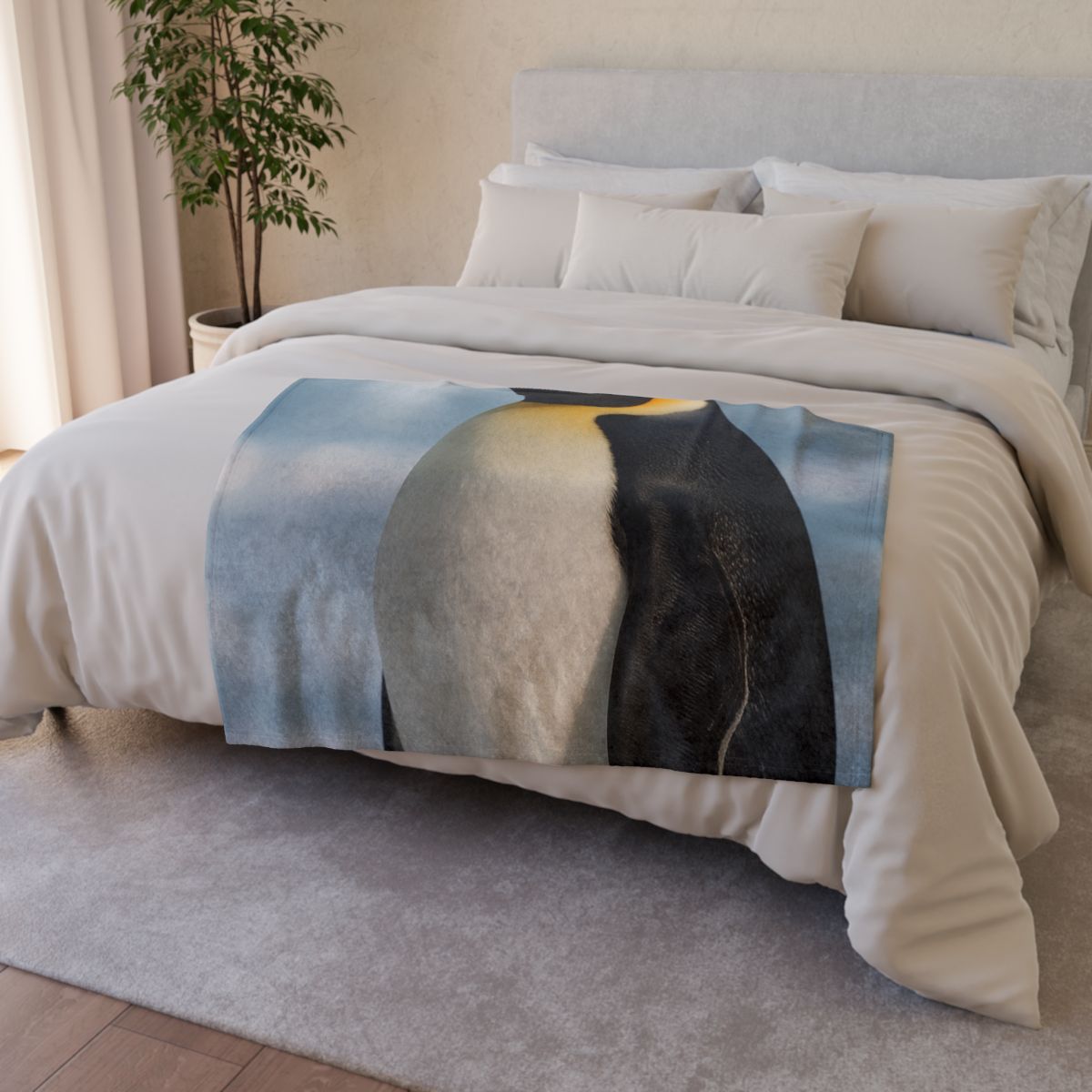 Aurora Drift Emperor Penguin soft fleece blankets