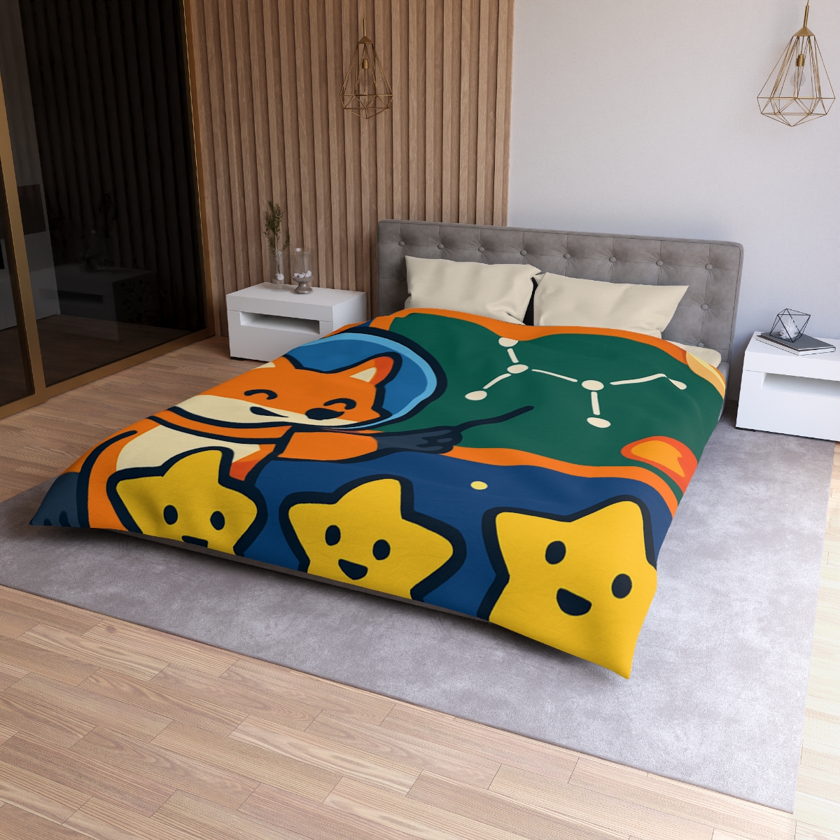 Comet Classroom Space Fox personalized bedding duvets