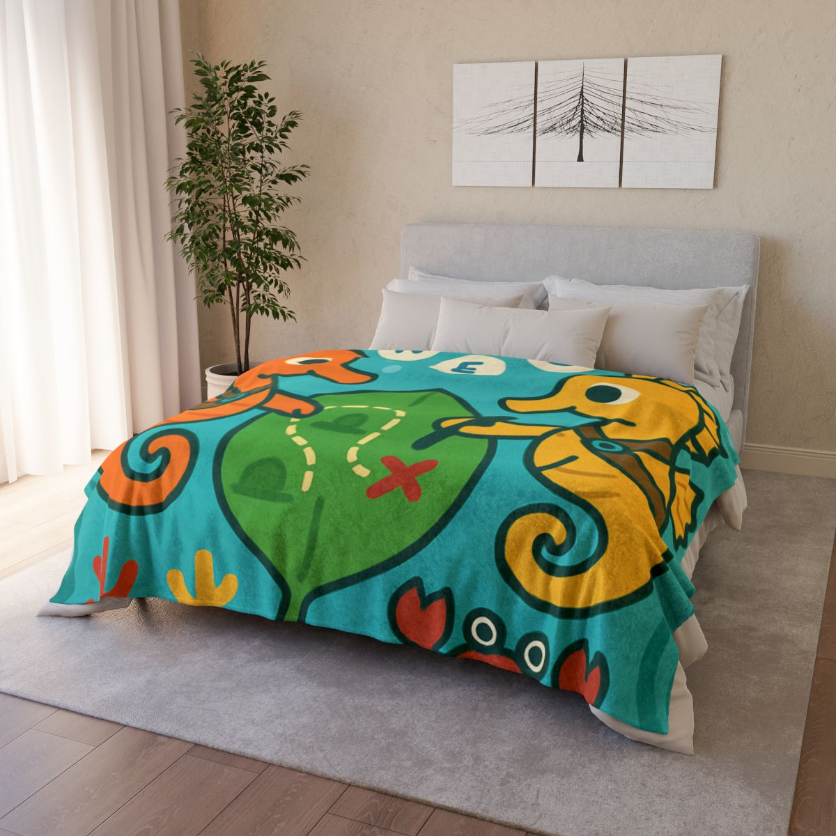 Underwater Map Makers The Seahorse Scouts decorative home blankets