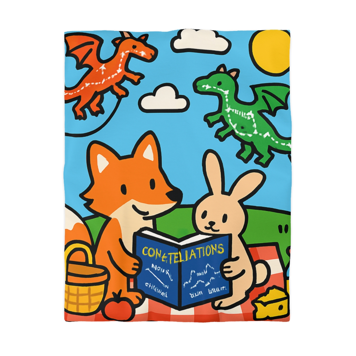 Sky Map Picnic With Dragon Kites soft comforter duvets