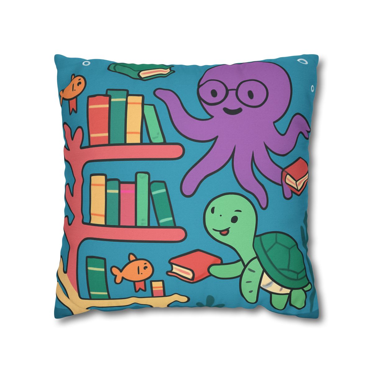 Coral Library And The Octopus Librarian stylish decorative pillowcases