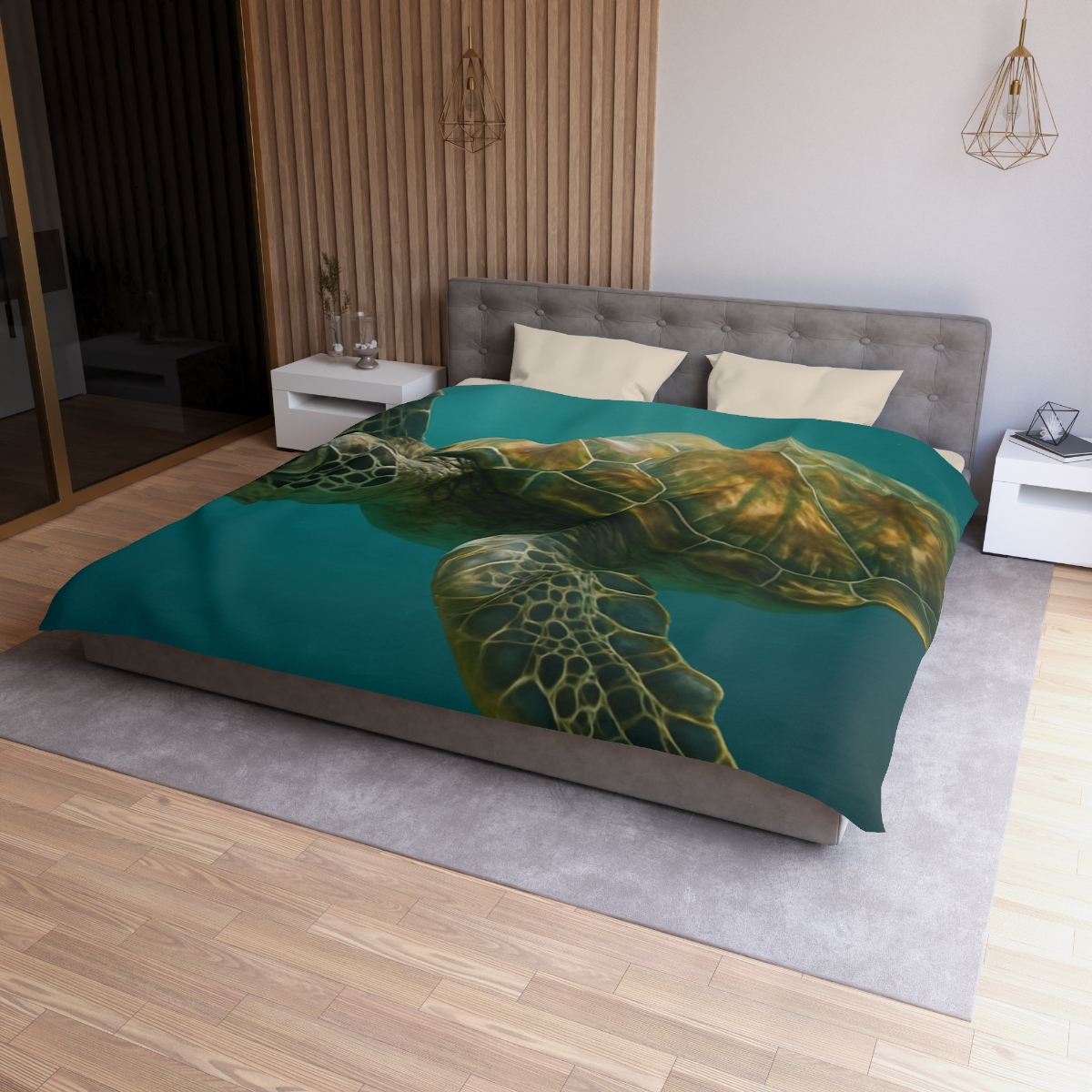 Gilded Drift Green Sea Turtle stylish duvet covers