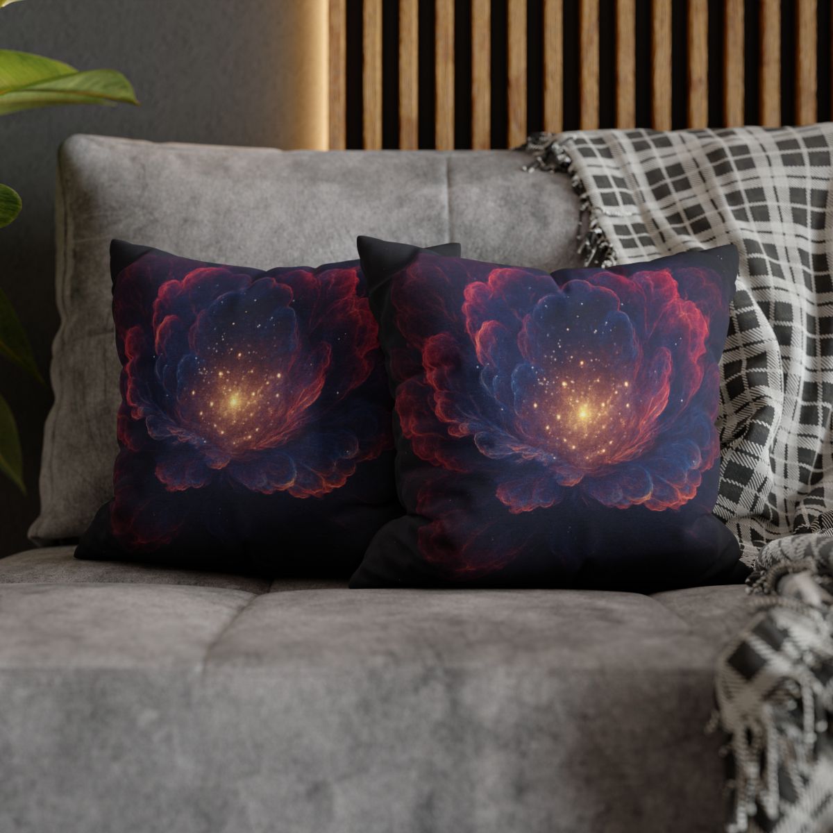 Fractal Nebula Bloom custom pillow cases