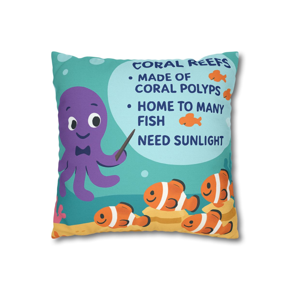 Coral Classroom With Professor Octopus stylish decorative pillowcases