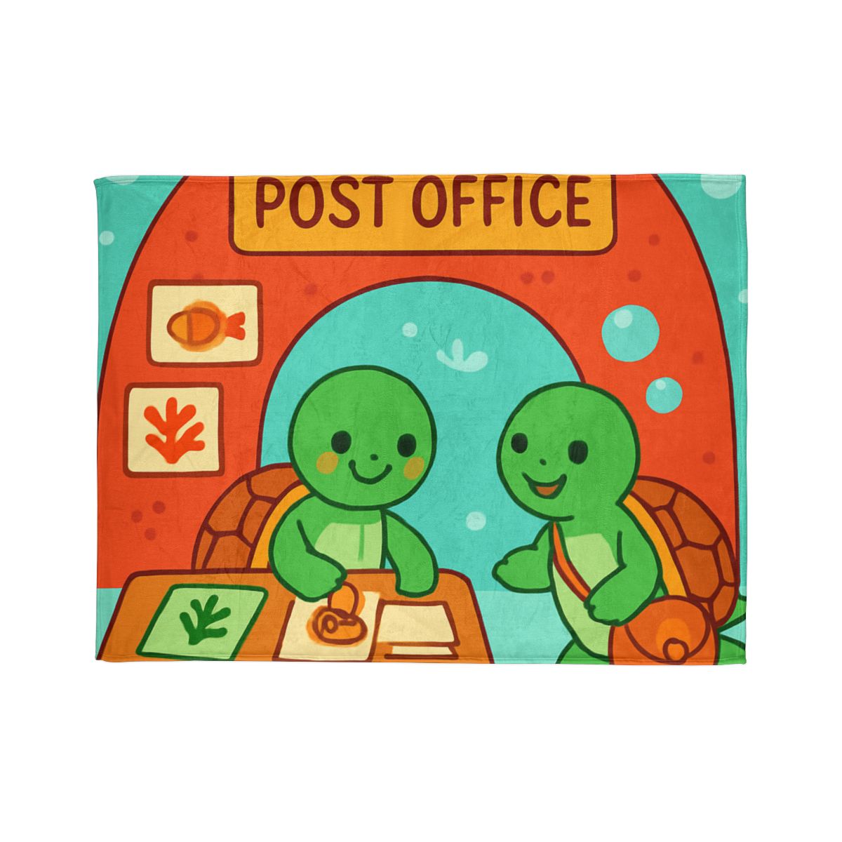 Coral Reef Post Office Run By Sea Turtles decorative home blankets
