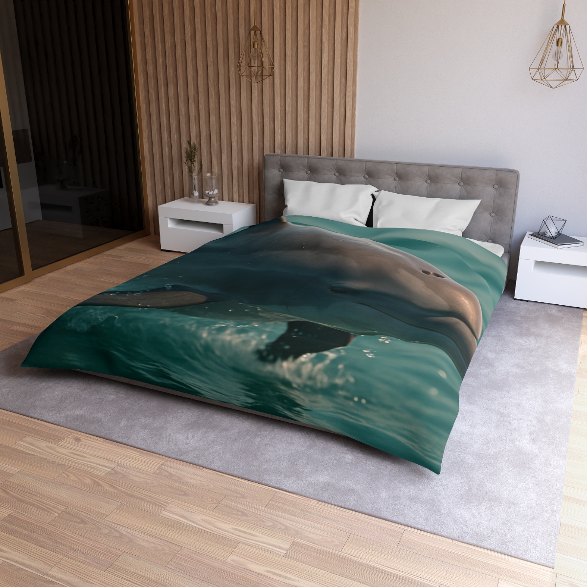 Silver Glide Bottlenose Dolphin personalized bedding duvets