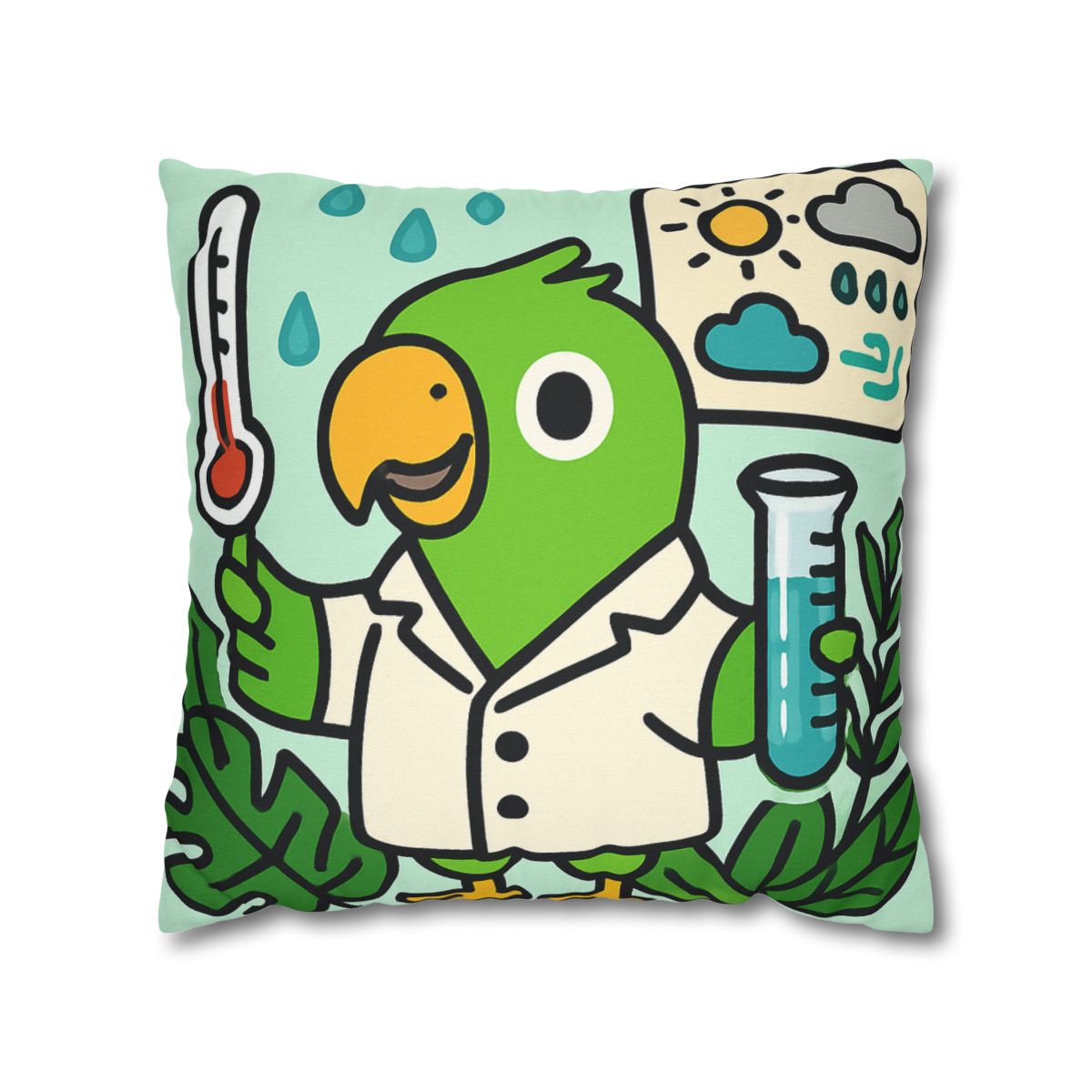 Rainforest Weather Lab With Parrot Scientist stylish decorative pillowcases