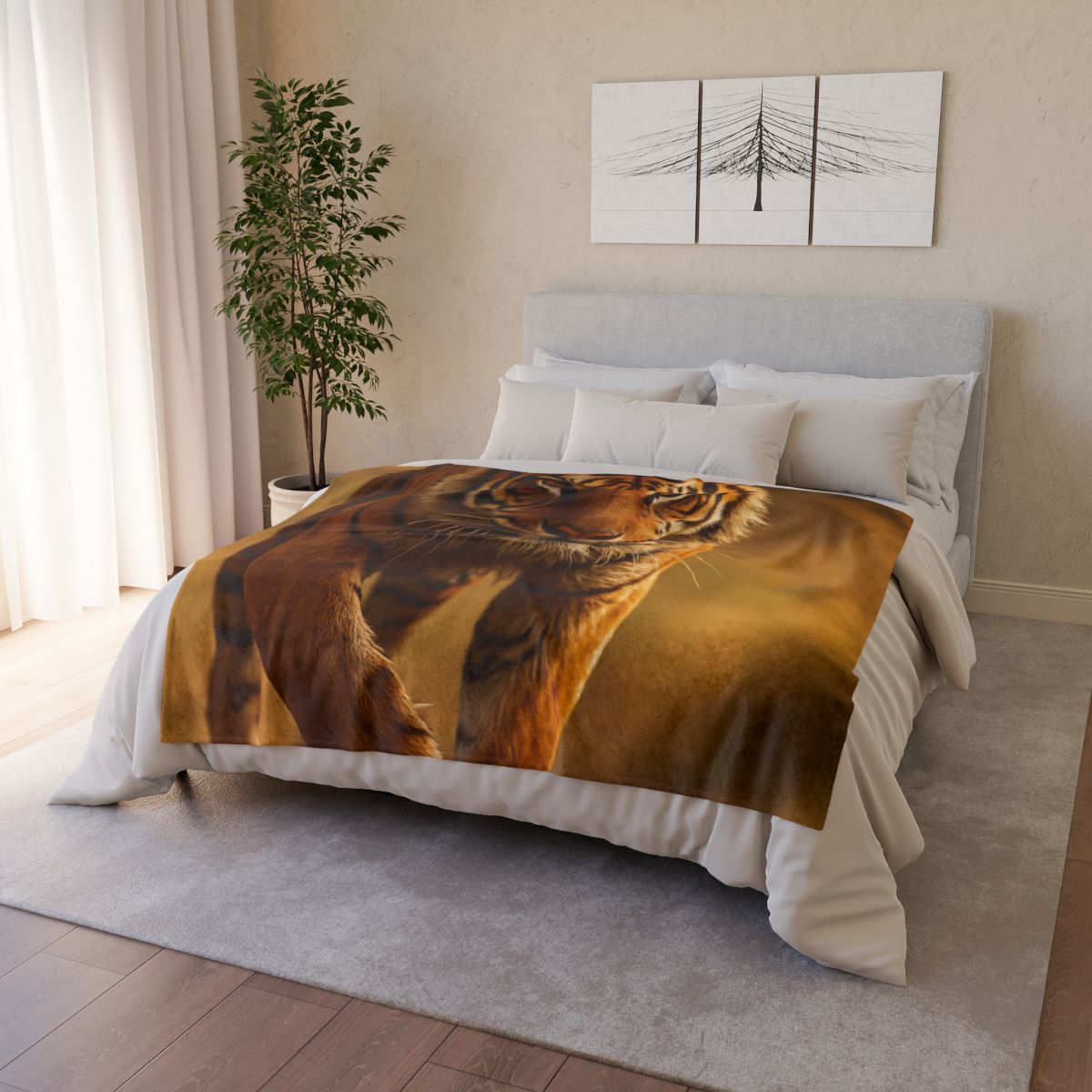 Crimson Stride Tiger custom blankets