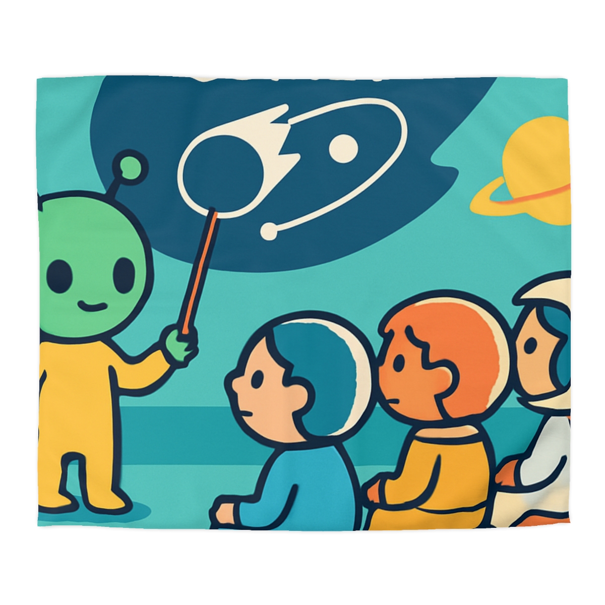 Comet Classroom On A Bubble Planet personalized bedding duvets